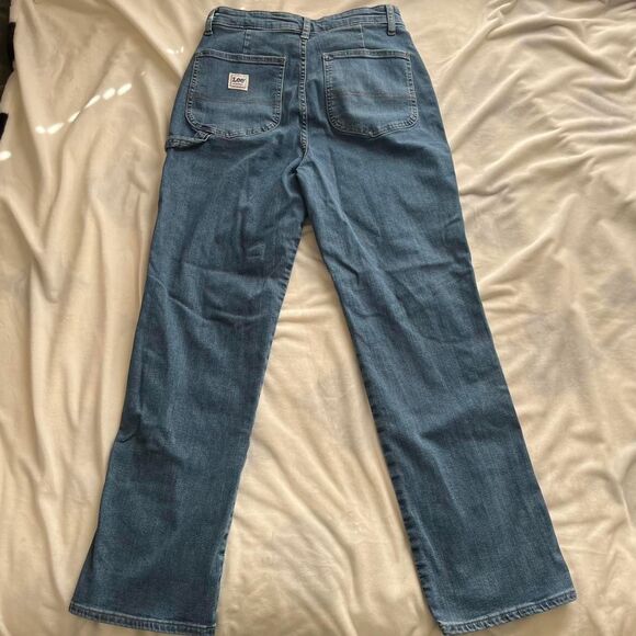 Vintage Lee Workwear straight leg high rise mid wash Carpenter Jeans size 10 - Picture 4 of 8